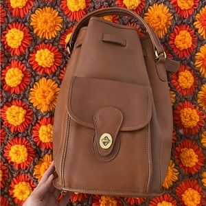 Coach Vintage British Tan Convertible Backpack Sling Bucket Bag